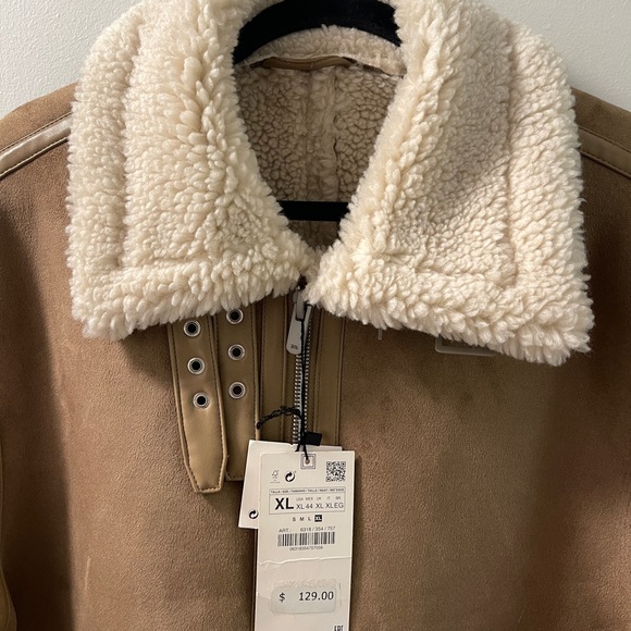 Zara Camel Shearling Jacket - Picture 4 of 12